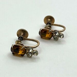VTG Gold and Silver Vintage Screw Back Drop Earrings
